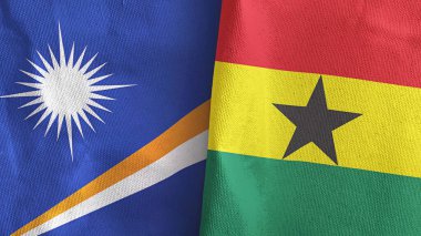 Gana ve Marshall Adaları. İki bayraklı tekstil kumaşı.