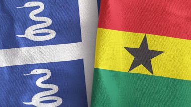 Gana ve Martinik yılanı. İki bayraklı tekstil kumaşı. Üç boyutlu.