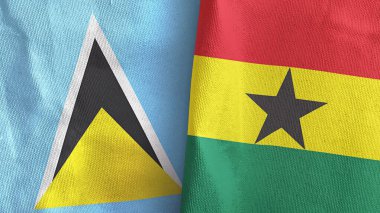 Gana ve Saint Lucia iki bayraklı tekstil kumaşı.