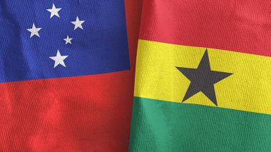 Gana ve Samoa iki bayraklı tekstil kumaşı.