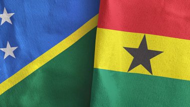 Gana ve Solomon Adaları. İki bayraklı tekstil kumaşı.