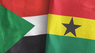 Gana ve Sudan iki bayraklı tekstil kumaşı.