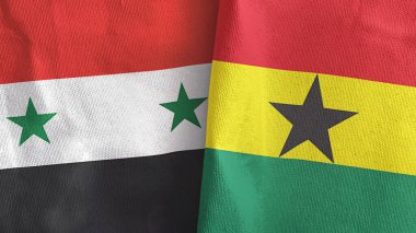 Gana ve Suriye 'de iki bayraklı tekstil kumaşı 3D.