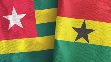 Gana ve Togo iki bayraklı tekstil kumaşı.