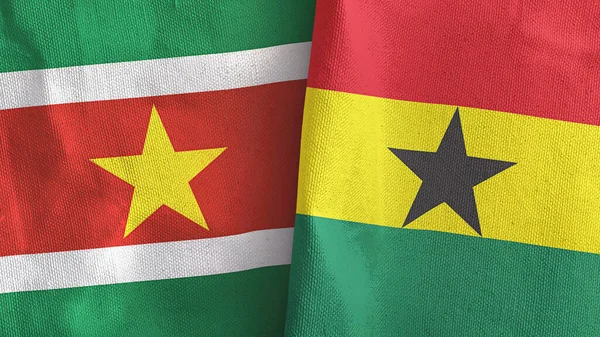 Gana ve Surinam. İki bayraklı tekstil kumaşı.