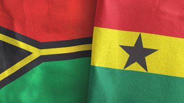 Gana ve Vanuatu iki bayraklı tekstil kumaşı.