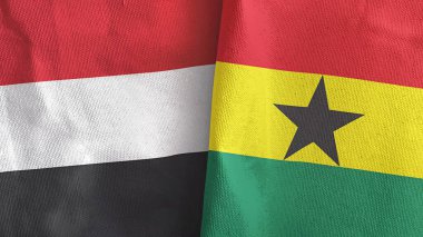 Gana ve Yemen iki bayraklı tekstil kumaşı.