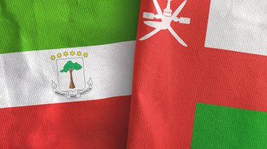 Umman ve Ekvator Ginesi iki bayraklı tekstil kumaşı 3D