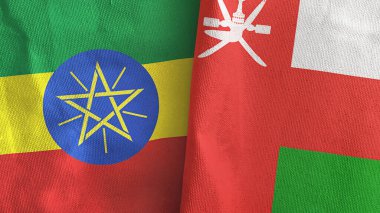 Umman ve Etiyopya iki bayrak tekstil kumaşı 3D