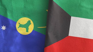 Kuveyt ve Noel Adası 'nda iki bayraklı kumaş 3D.