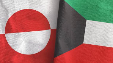 Kuveyt ve Grönland iki bayraklı kumaş 3D.