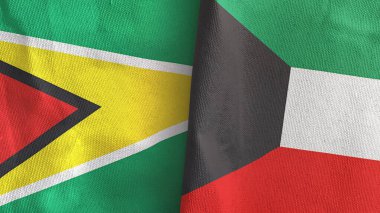 Kuveyt ve Guyana iki bayraklı tekstil kumaşı.