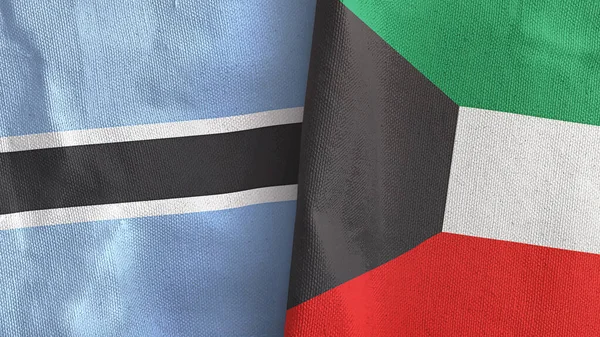 쿠웨이트와 보츠와 나의 깃발 2 개 3D 렌더링 — 스톡 사진