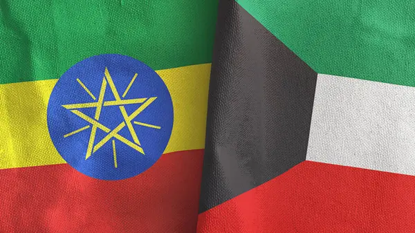 Kuveyt ve Etiyopya iki bayraklı tekstil kumaşı 3D