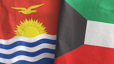 Kuveyt ve Kiribati iki bayraklı tekstil kumaşı 3D