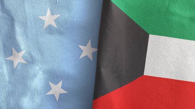 Kuveyt ve Mikronezya iki bayraklı tekstil kumaşı 3D