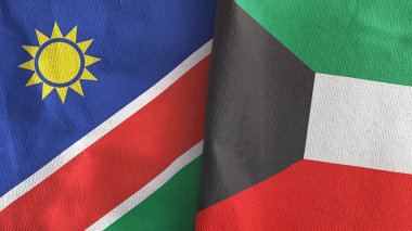 Kuveyt ve Namibya iki bayraklı tekstil kumaşı 3D