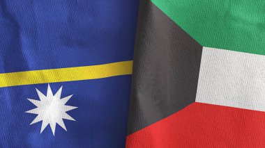 Kuveyt ve Nauru iki bayraklı kumaş 3D görüntüleme
