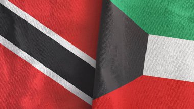 Kuveyt, Trinidad ve Tobago iki bayrak tekstil kumaşı 3D