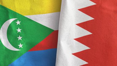 Bahreyn ve Komoros iki bayrak tekstil kumaşı 3D