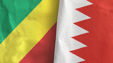 Bahreyn ve Kongo iki bayraklı tekstil kumaşı 3D