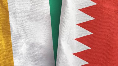 Bahreyn ve Cote dIvoire Fildişi Sahili İki bayrak Tekstil Kumaşı 3D