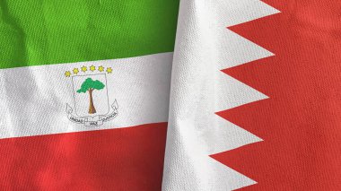 Bahreyn ve Ekvator Ginesi İki bayrak Tekstil Kumaşı 3D