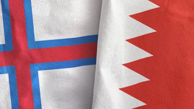 Bahreyn ve Faroe Adaları iki bayraklı tekstil kumaşı.