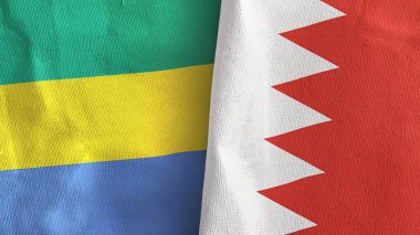 Bahreyn ve Gabon iki bayraklı kumaş 3D görüntüleme