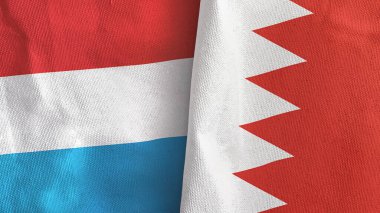 Bahreyn ve Lüksemburg. İki bayraklı tekstil kumaşı.