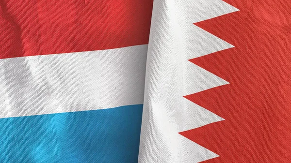 Bahreyn ve Lüksemburg. İki bayraklı tekstil kumaşı.