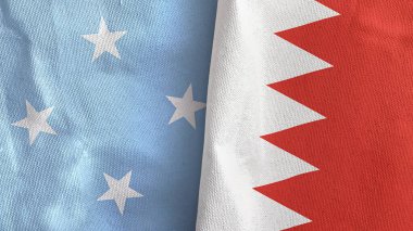 Bahreyn ve Mikronezya iki bayraklı tekstil kumaşı 3D