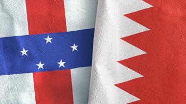 Bahreyn ve Hollanda Antilleri iki bayraklı tekstil kumaşı 3D