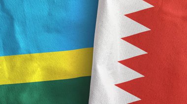 Bahreyn ve Ruanda iki bayraklı tekstil kumaşı 3D