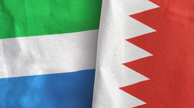Bahreyn ve Sierra Leone iki bayraklı tekstil kumaşı 3D