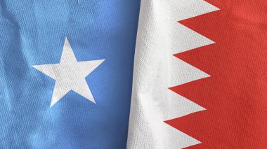 Bahreyn ve Somali, iki bayrak, tekstil kumaşı, üç boyutlu.