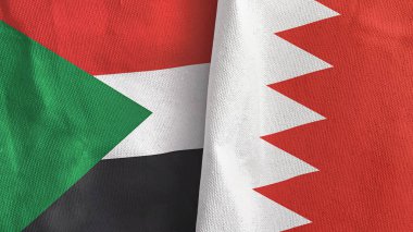 Bahreyn ve Sudan iki bayraklı tekstil kumaşı 3D