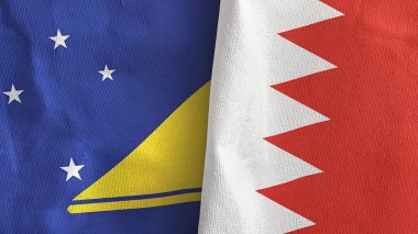Bahreyn ve Tokelau iki bayraklı tekstil kumaşı 3D