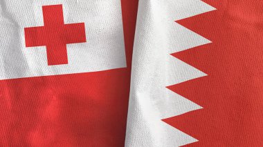 Bahreyn ve Tonga iki bayraklı kumaş 3D görüntüleme
