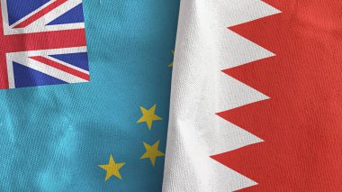 Bahreyn ve Tuvalu iki bayraklı tekstil kumaşı 3D