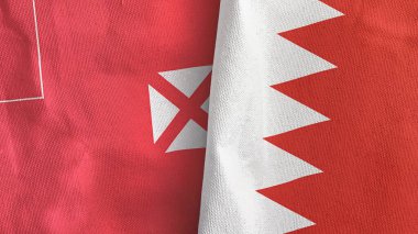 Bahreyn, Wallis ve Futuna iki bayraklı tekstil kumaşı.