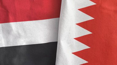 Bahreyn ve Yemen iki bayraklı tekstil kumaşı 3D