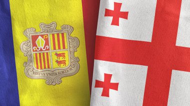 Gürcistan ve Andorra iki bayraklı tekstil kumaşı 3D