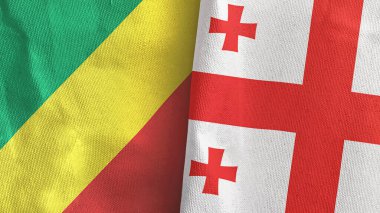 Gürcistan ve Kongo 'da iki bayraklı tekstil kumaşı 3D