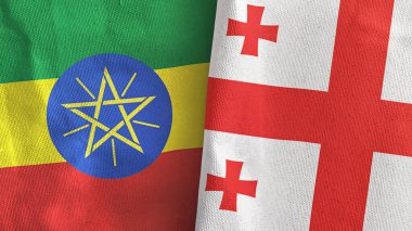 Gürcistan ve Etiyopya iki bayraklı kumaş 3D