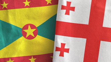 Gürcistan ve Grenada 'da iki bayraklı kumaş 3D.