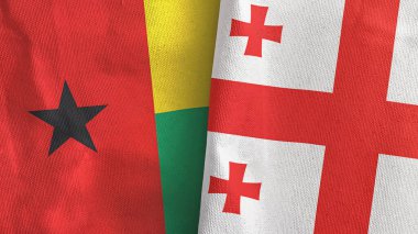 Gürcistan ve Gine-Bissau. İki bayraklı tekstil kumaşı.