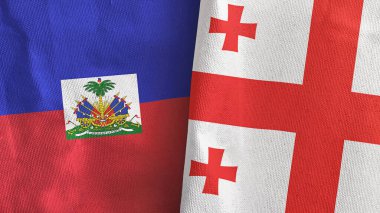 Gürcistan ve Haiti 'de iki bayraklı kumaş 3D.