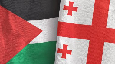 Gürcistan ve Filistin 'de iki bayraklı tekstil kumaşı 3D