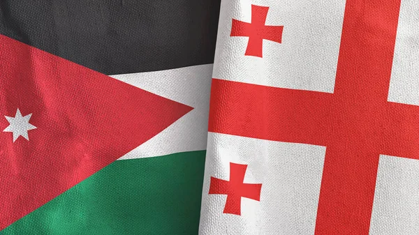 Gürcistan ve Ürdün 'de iki bayraklı tekstil kumaşı 3D